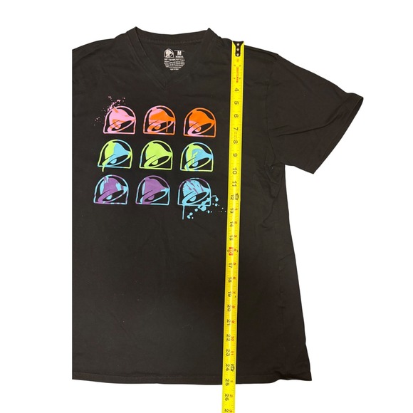 Taco Bell T Shirt Women's Medium Black V Neck‎ Colorful Graphic Tee - Picture 4 of 4